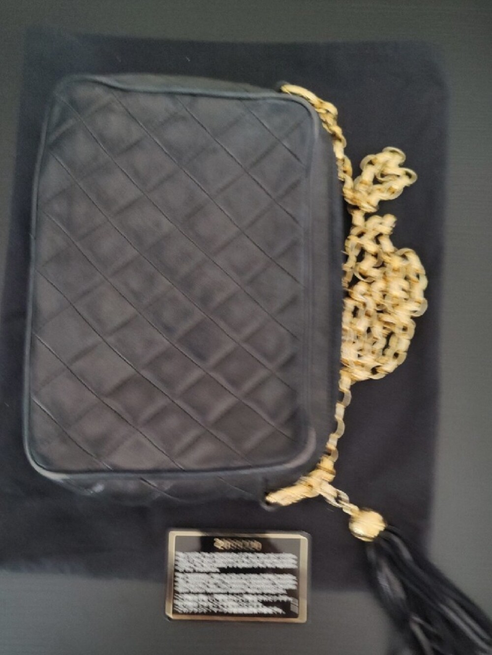 Authentic CHANEL Black Quilted Leather Shoulder Bag with Gold Chain and Tassel - Picture 6 of 12